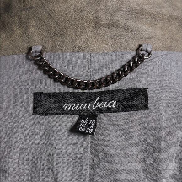 MUUBAA Distressed Tan Gray Leather Jacket - Picture 6 of 6